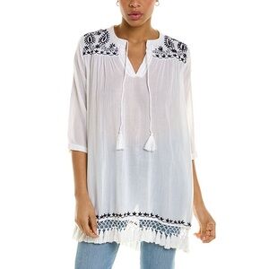 ROLLER RABBIT Lucknow Serafina Tunic XS 24” p2p White $148 Retail NWT